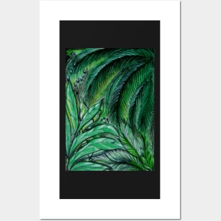 ABSTRACT EMERALD PALMS Posters and Art